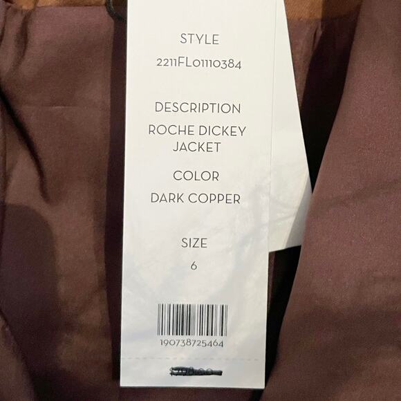 Veronica Beard Brown Satin Roche Double Breasted Long Sleeve Flap Pockets Blazer - Picture 5 of 7